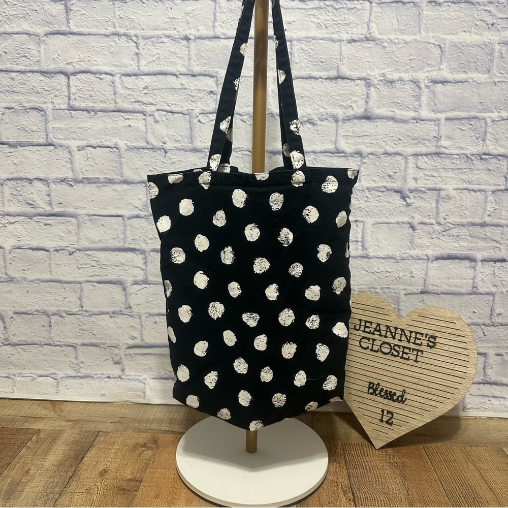 IKEA Pottfrilla Black/White Cotton Canvas Tote Bag